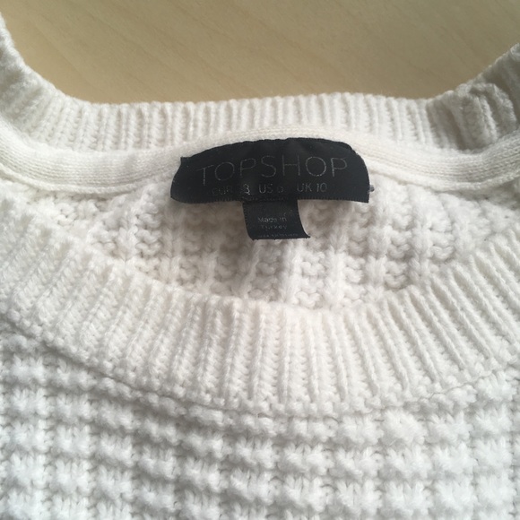 Top Shop Waffle Knit White Crop Sweater - Picture 1 of 2